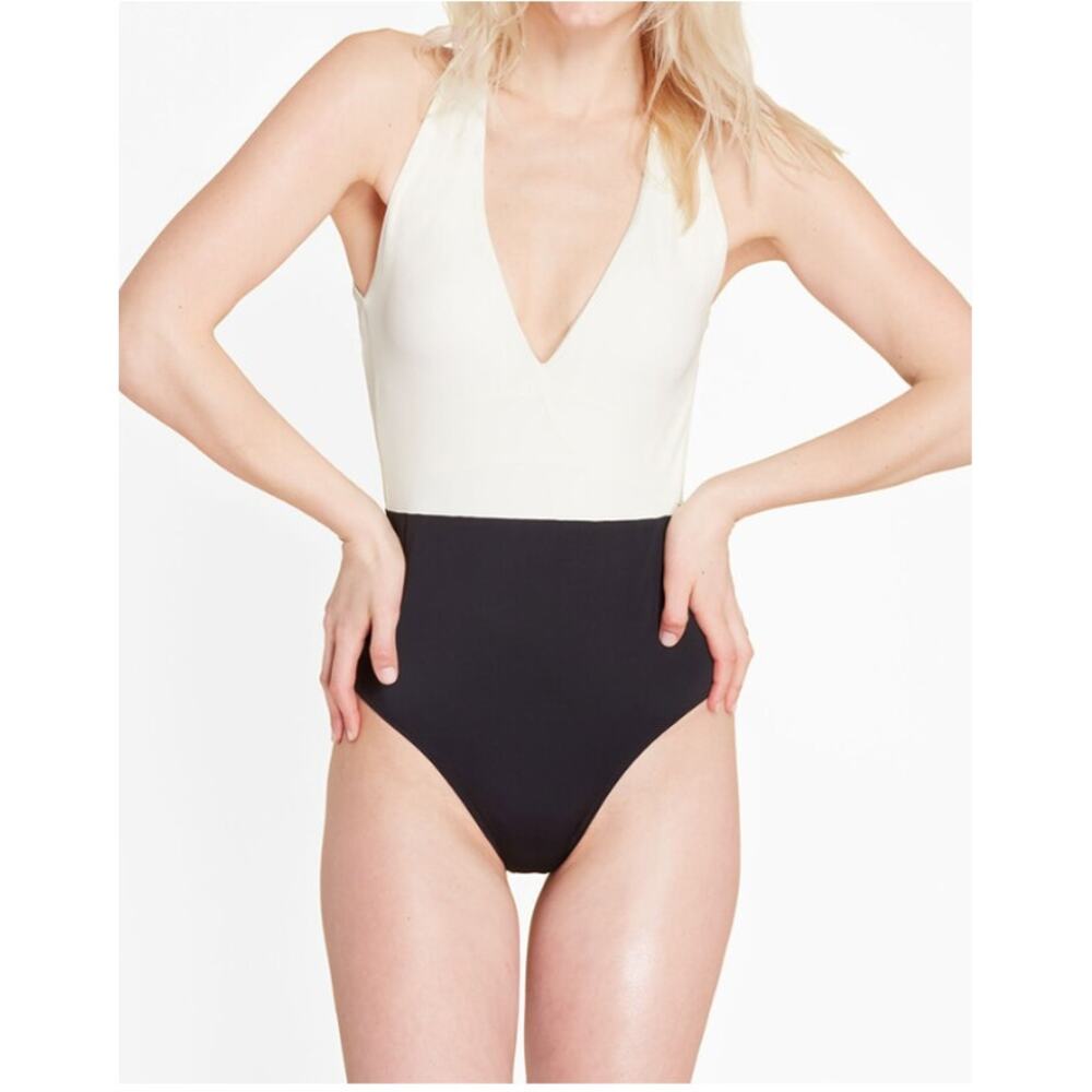 Summersalt Deep Dive Women's One-Piece Swimsuit White and Black sz. 14 - Picture 3 of 11